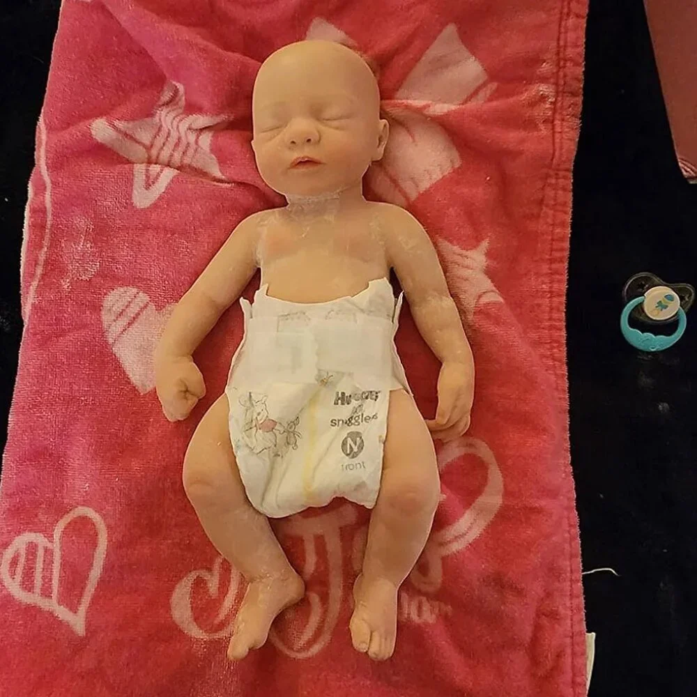 🆕16Inch Full Platinum Silicone Reborn Baby Doll Sleeping Weight 4.2lb Baby Girl
